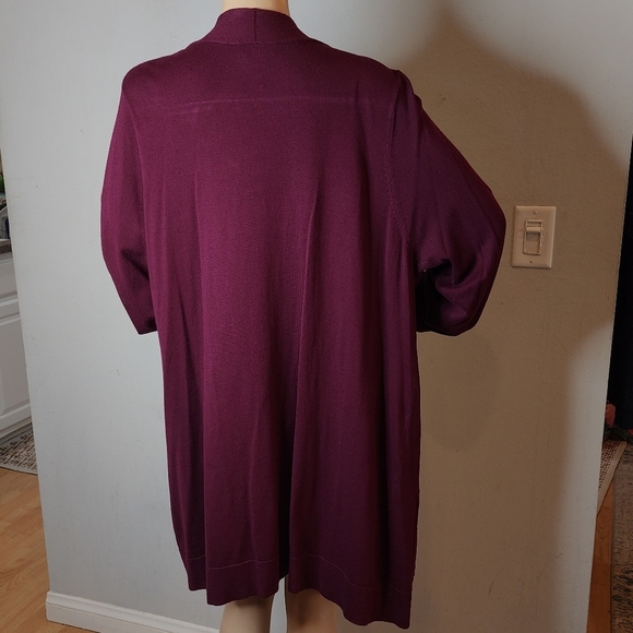 Susan Graver plum Purple open knit cardigan with pockets.  Size 1X - Picture 14 of 16